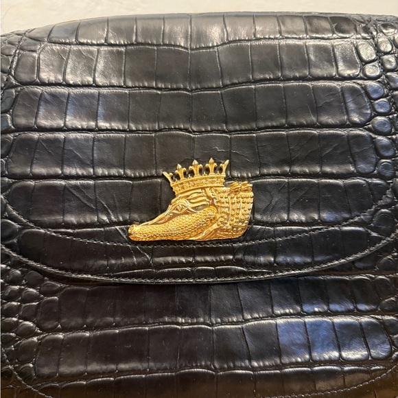 Black leather snake print Bene purse - Picture 2 of 4